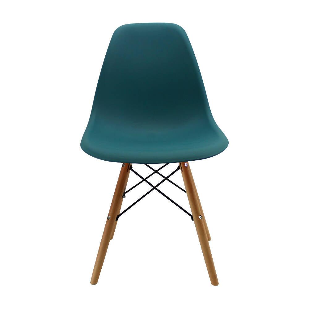Kit por 4 sillas Eames Patas En Madera para comedor, sala, restaurante - Azul Petroleo - VIRTUAL MUEBLES