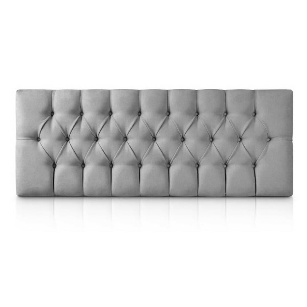 Cabecero Tapizado Tela Base Cama King Rombos Gris - VIRTUAL MUEBLES