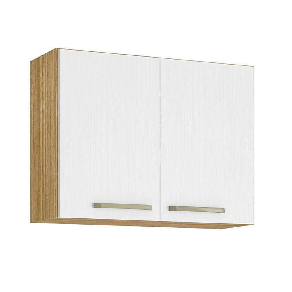 Cocina Gazania 120cm 6 Puertas 2 Cajones Maderado Natural/Blanco Supremo - VIRTUAL MUEBLES