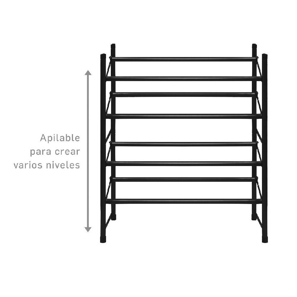 Zapatero expandible 2 niveles negro - VIRTUAL MUEBLES