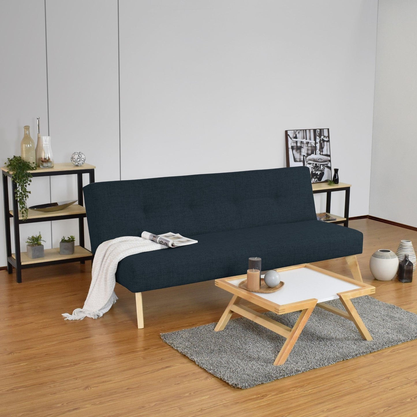 Futon London 3 Posiciones Tela Plomo - VIRTUAL MUEBLES