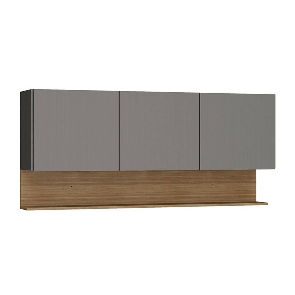 Cocina 150cm Lirio 6 Puertas 1 Cajón Gris/Maderado Natural - VIRTUAL MUEBLES