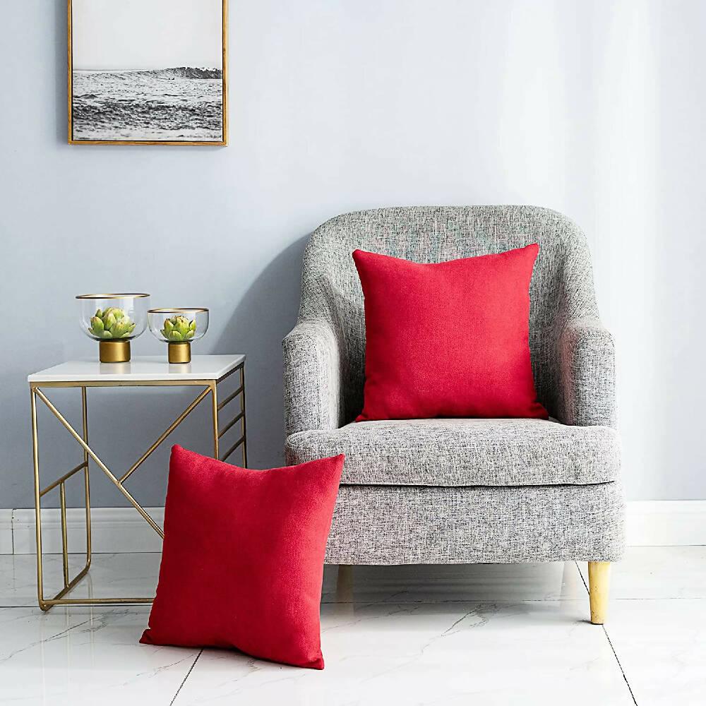 Funda X2 Cojines Decorativos Cuadrados En Tela Rojo - VIRTUAL MUEBLES