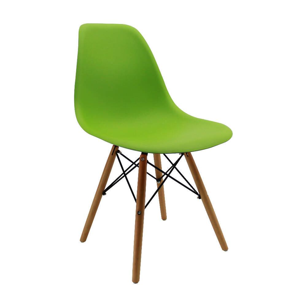 Kit por 4 sillas Eames Patas En Madera para comedor, sala, restaurante - Verde - VIRTUAL MUEBLES