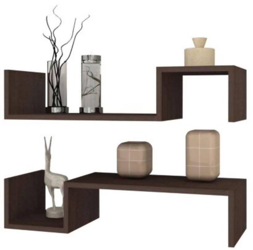 Set de 2 Repisas Modelo S color Wengue - VIRTUAL MUEBLES
