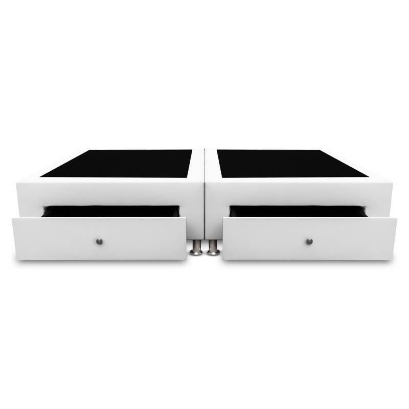 Base Dividida Con 4 Cajones Laterales 160x190 Microfibra Blanco - VIRTUAL MUEBLES