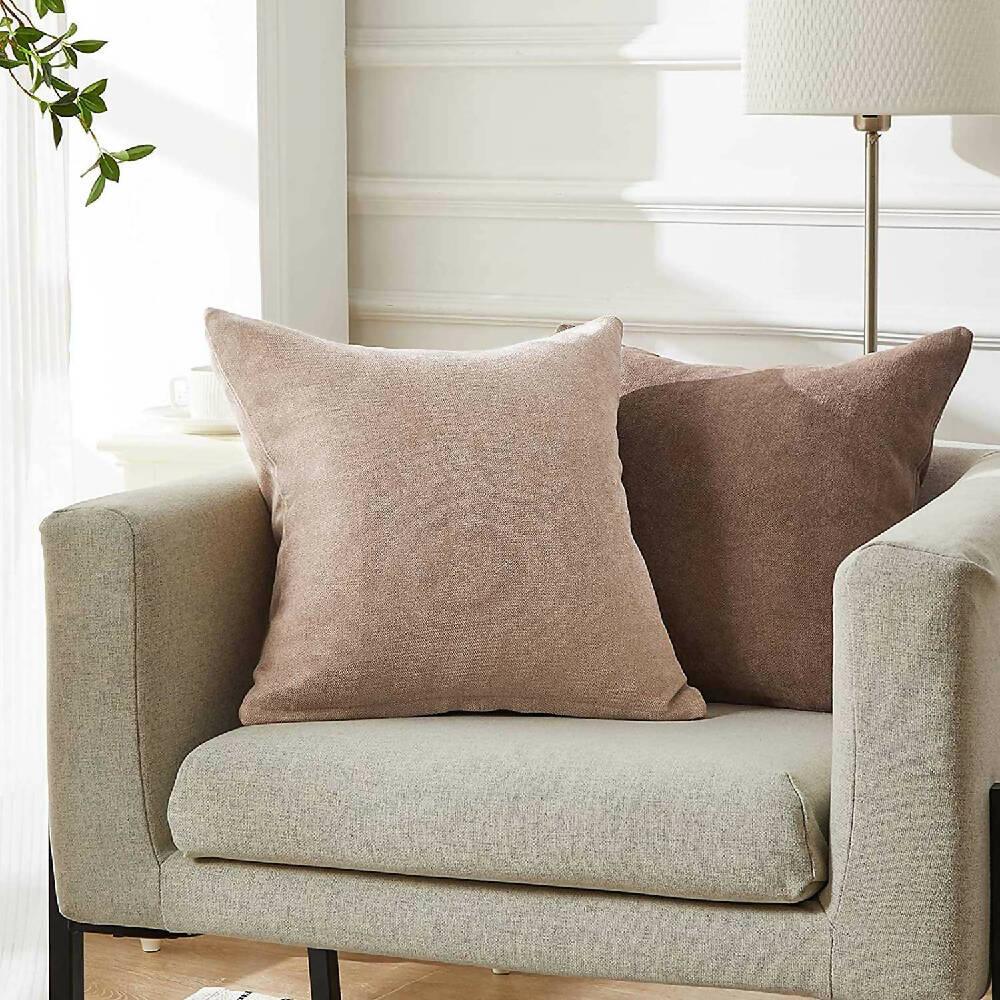 Funda X2 Cojines Decorativos Cuadrados En Tela Beige - VIRTUAL MUEBLES