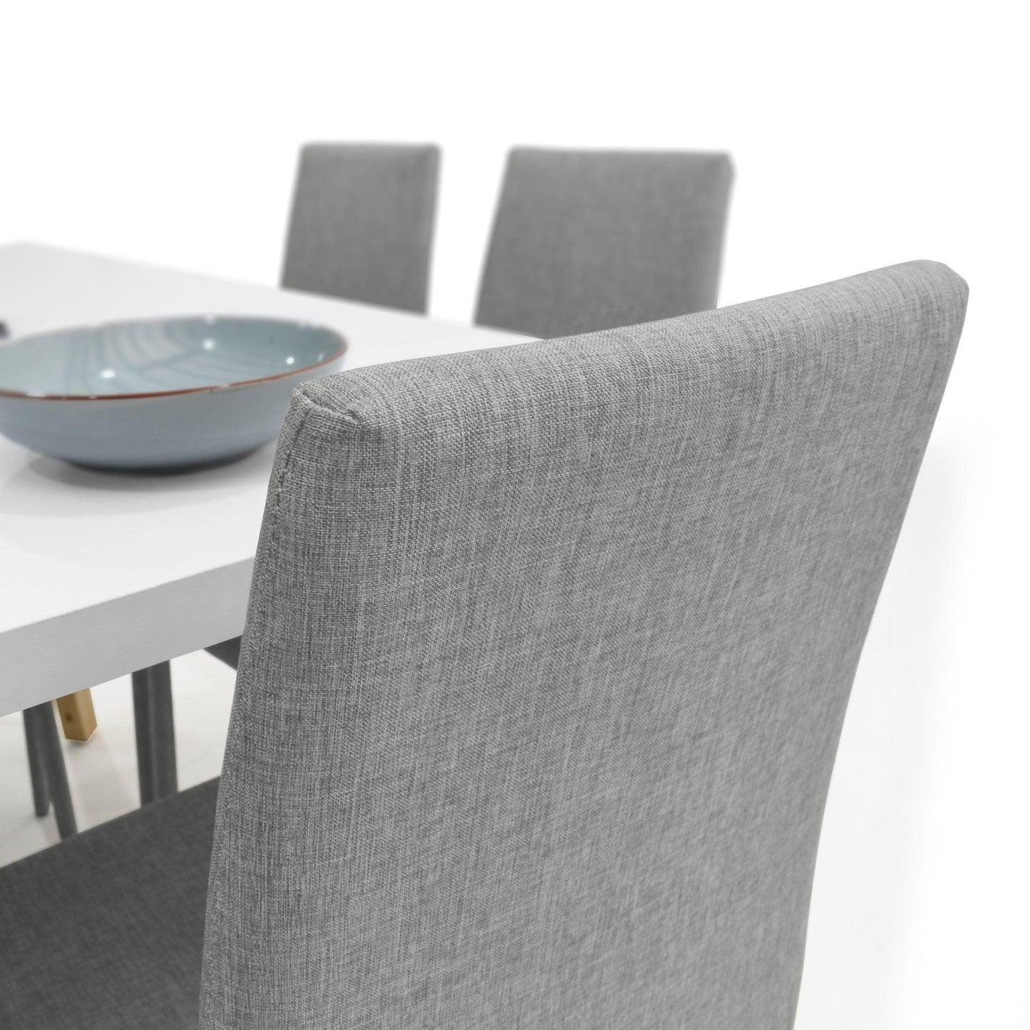 Juego de Comedor 6P Lyon Sillas Lyon Tela Plata - VIRTUAL MUEBLES