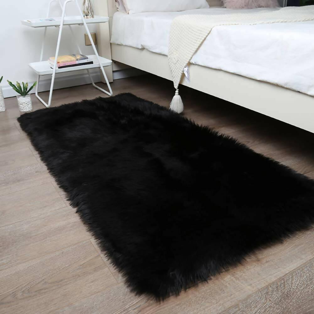 Tapete Pie de Cama Antideslizante 110x60 Negro - VIRTUAL MUEBLES