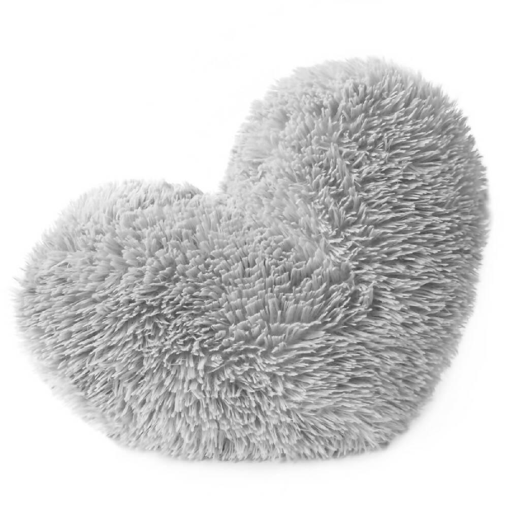 Cojín Decorativo Peludo Corazón Gris Claro - VIRTUAL MUEBLES
