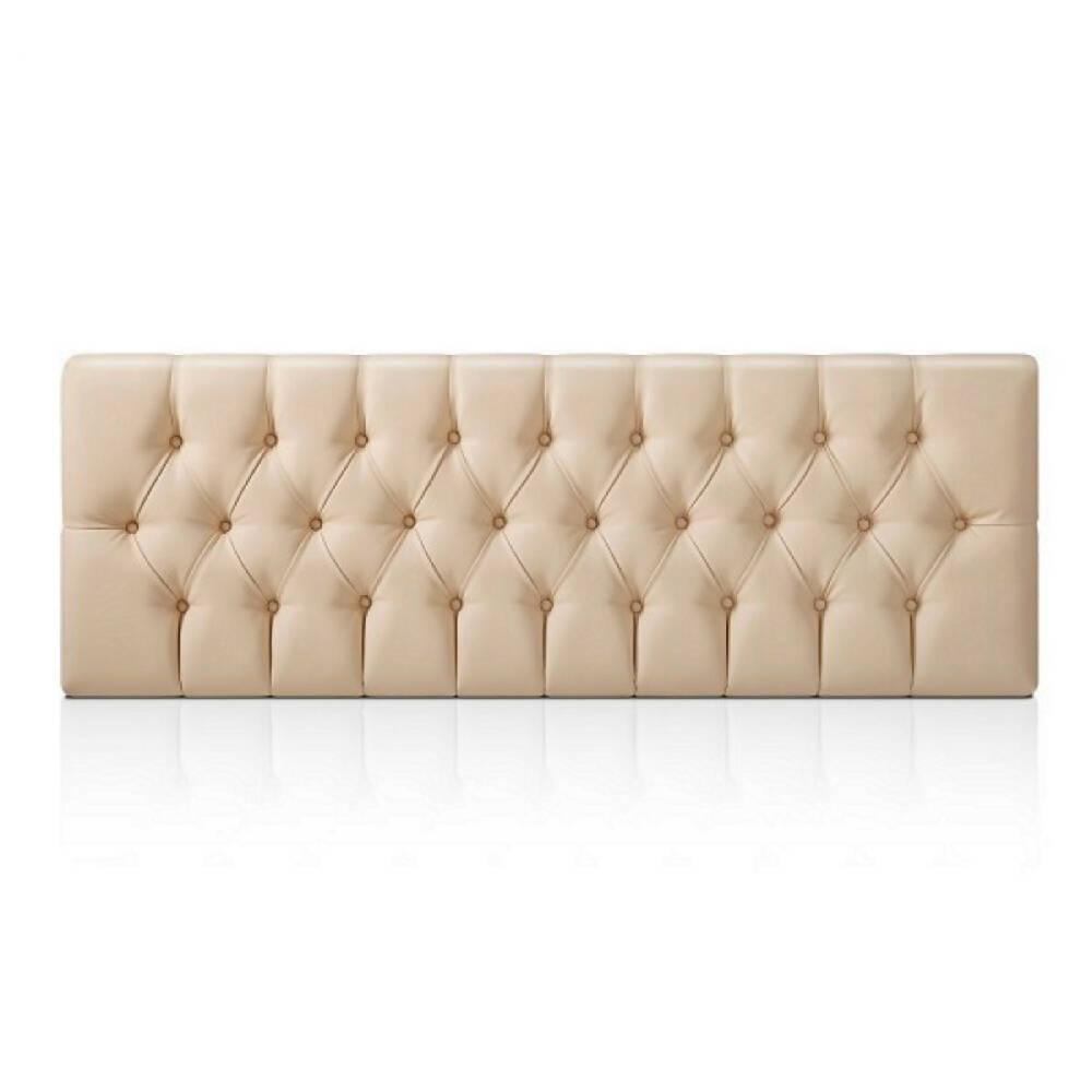Cabecero Tapizado Base Cama Queen Rombos Beige - VIRTUAL MUEBLES
