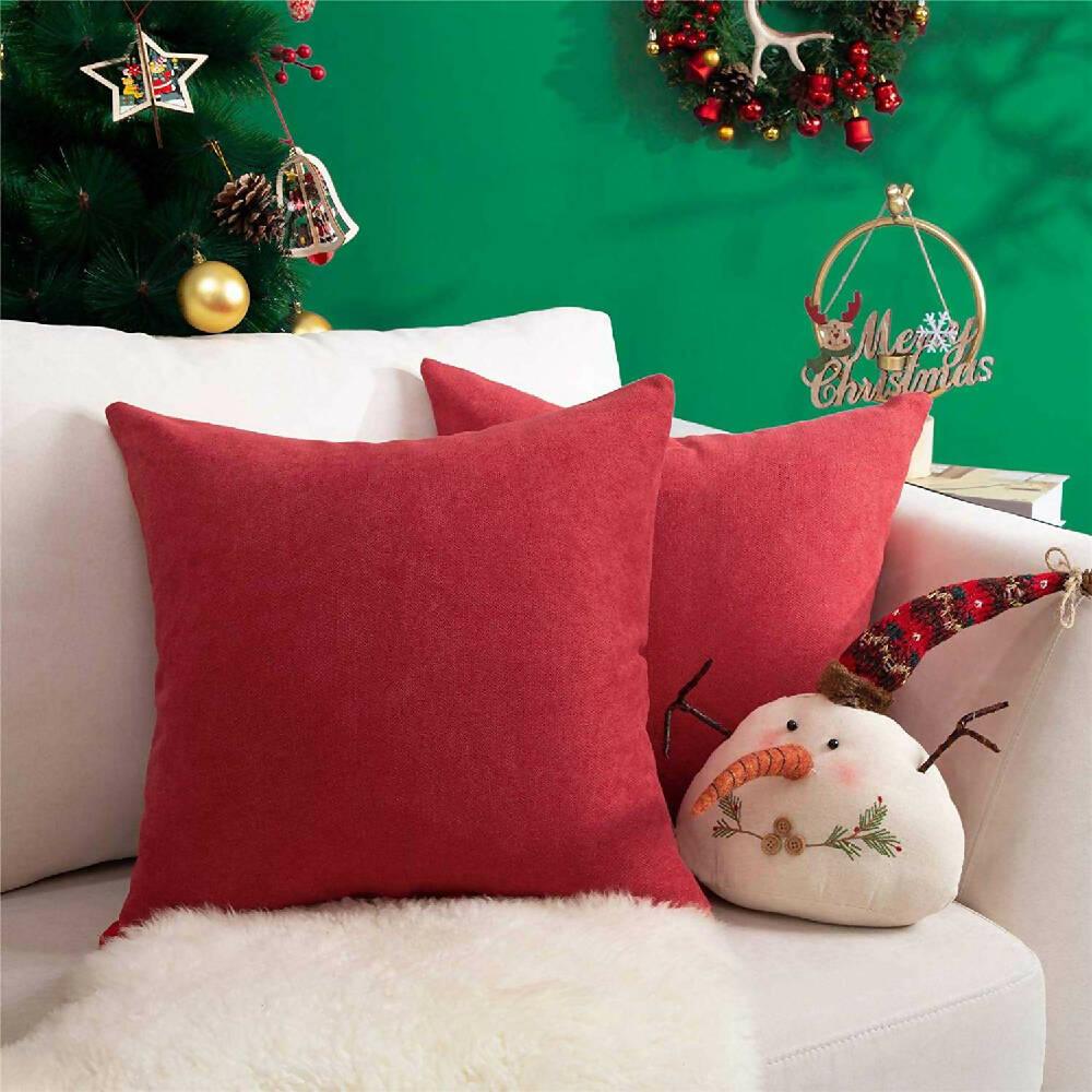 Funda X2 Cojines Decorativos Cuadrados En Tela Rojo - VIRTUAL MUEBLES