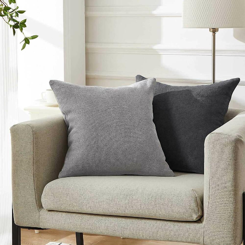 Funda X2 Cojines Decorativos Cuadrados En Tela Gris Claro - VIRTUAL MUEBLES