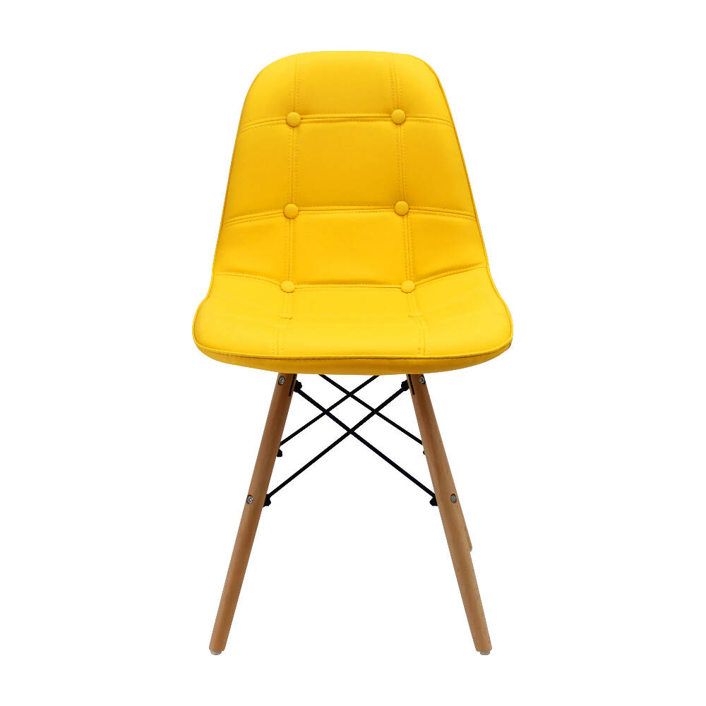 Kit por 4 Silla Botones Eames Acolchada - Amarilla