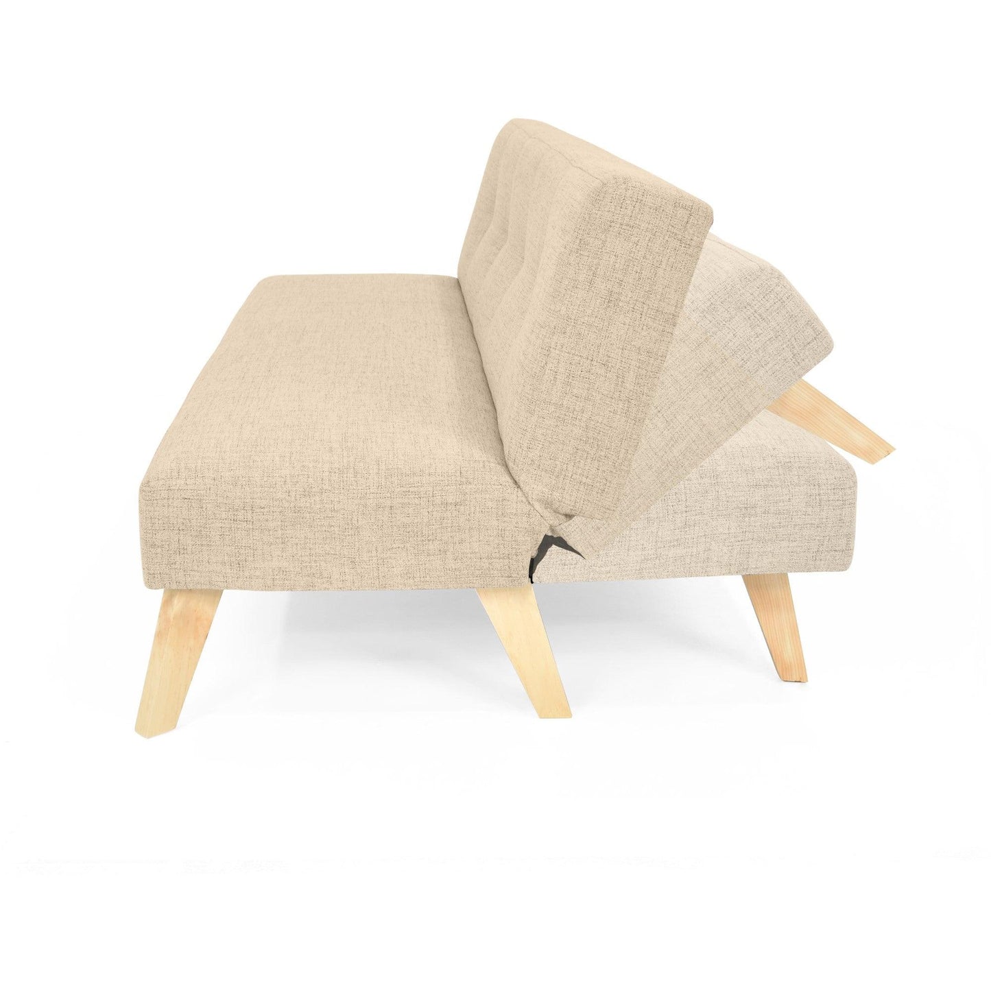 Futon London 3 Posiciones Tela Beige - VIRTUAL MUEBLES