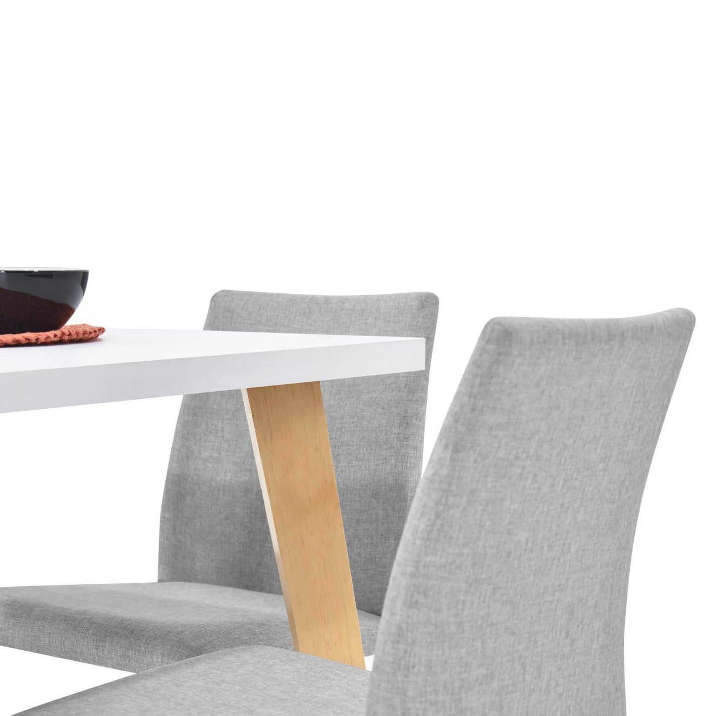 Juego de Comedor 4P Lyon Sillas Lugo Tela Plata - VIRTUAL MUEBLES