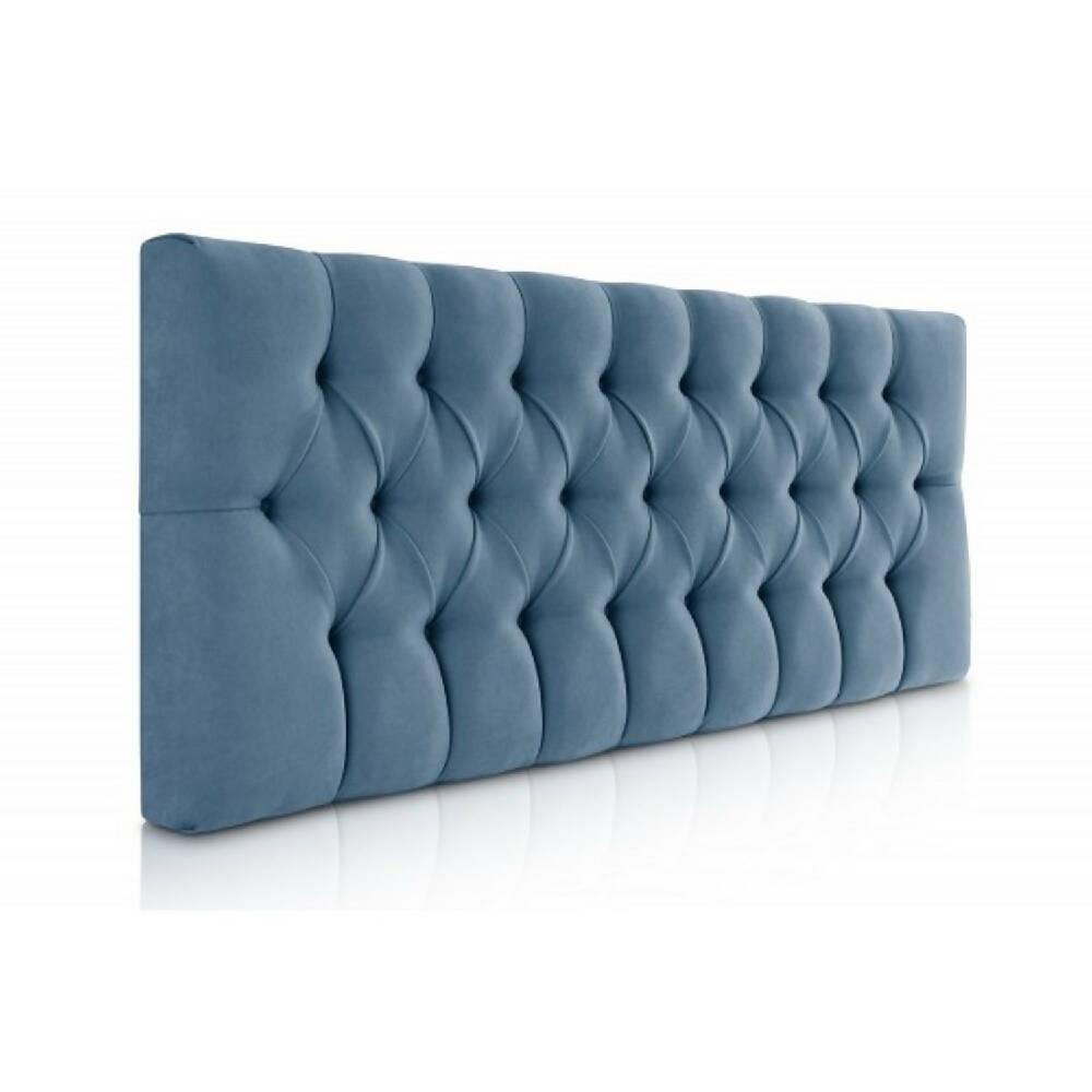 Cabecero Tela Base Cama Sencilla Rombos Azul Petroleo - VIRTUAL MUEBLES