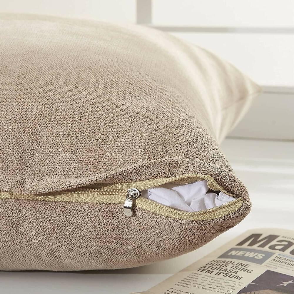 Funda X2 Cojines Decorativos Cuadrados En Tela Beige - VIRTUAL MUEBLES