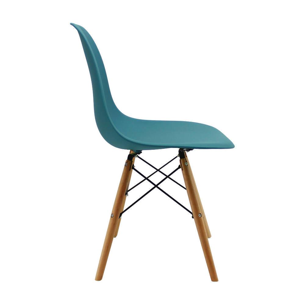 Kit por 4 sillas Eames Patas En Madera para comedor, sala, restaurante - Azul Petroleo - VIRTUAL MUEBLES