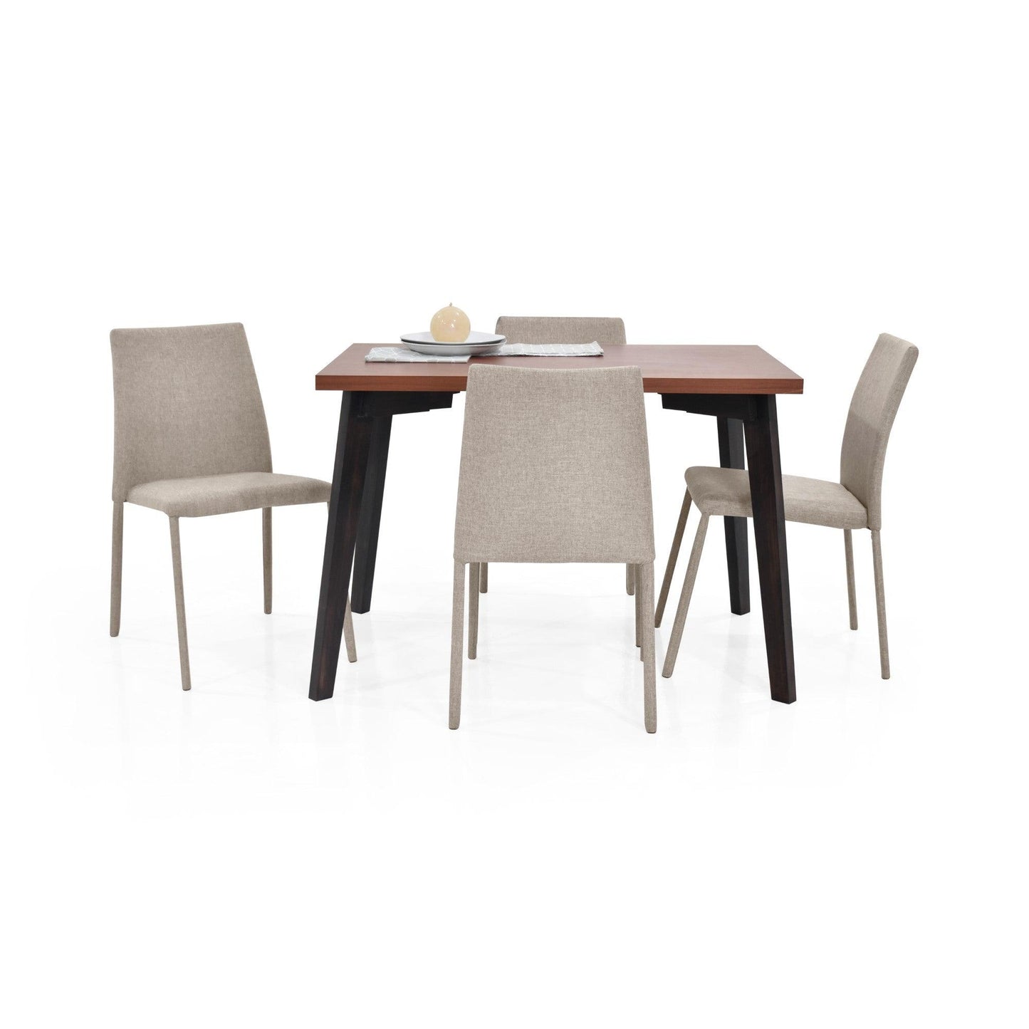 Juego de Comedor 4P Lugo Matiz Cedro Sillas Lugo Tela Beige - VIRTUAL MUEBLES