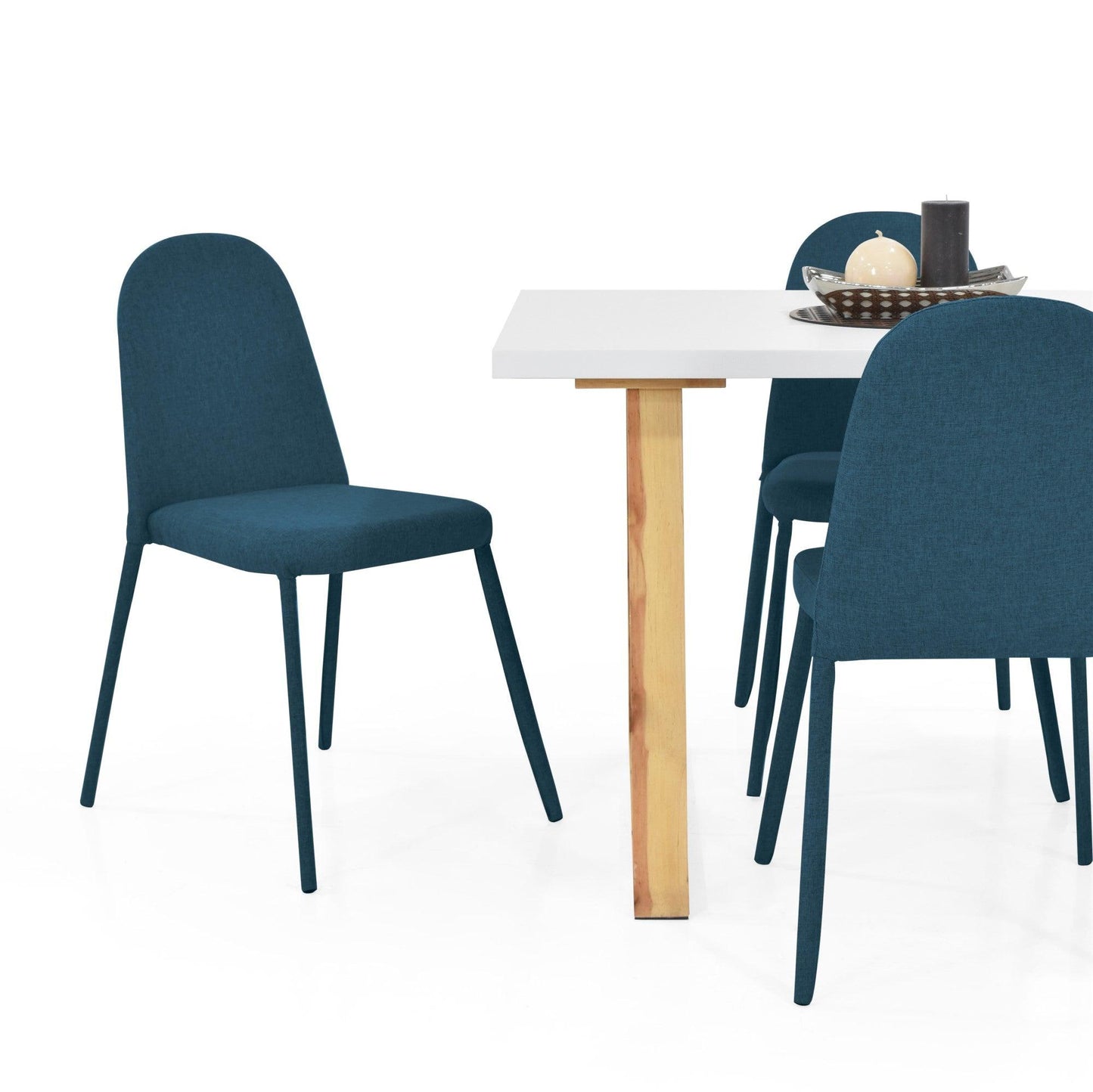 Juego de Comedor 4P Andara Sillas Dublin Tela Azul - VIRTUAL MUEBLES