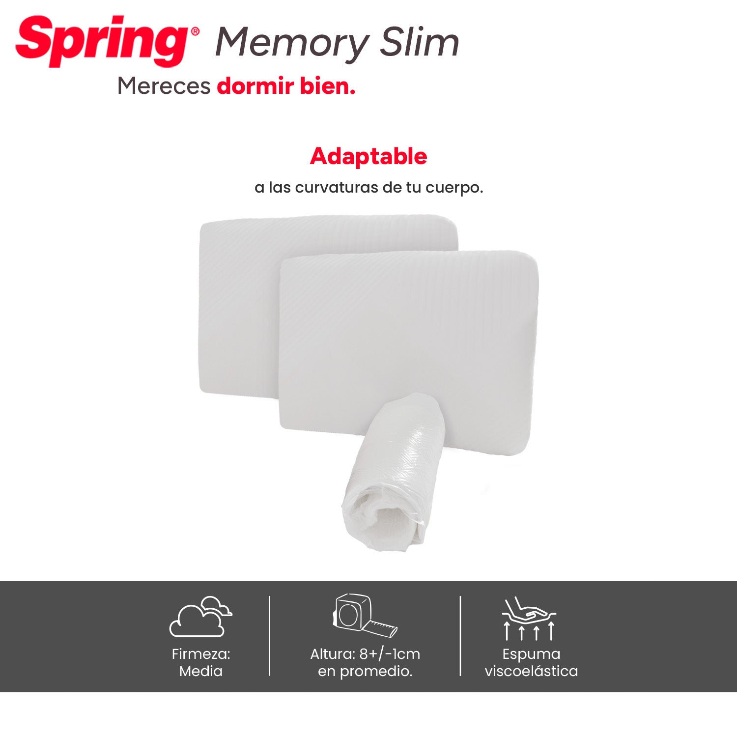 2 X 1 Almohada Spring Memory Slim