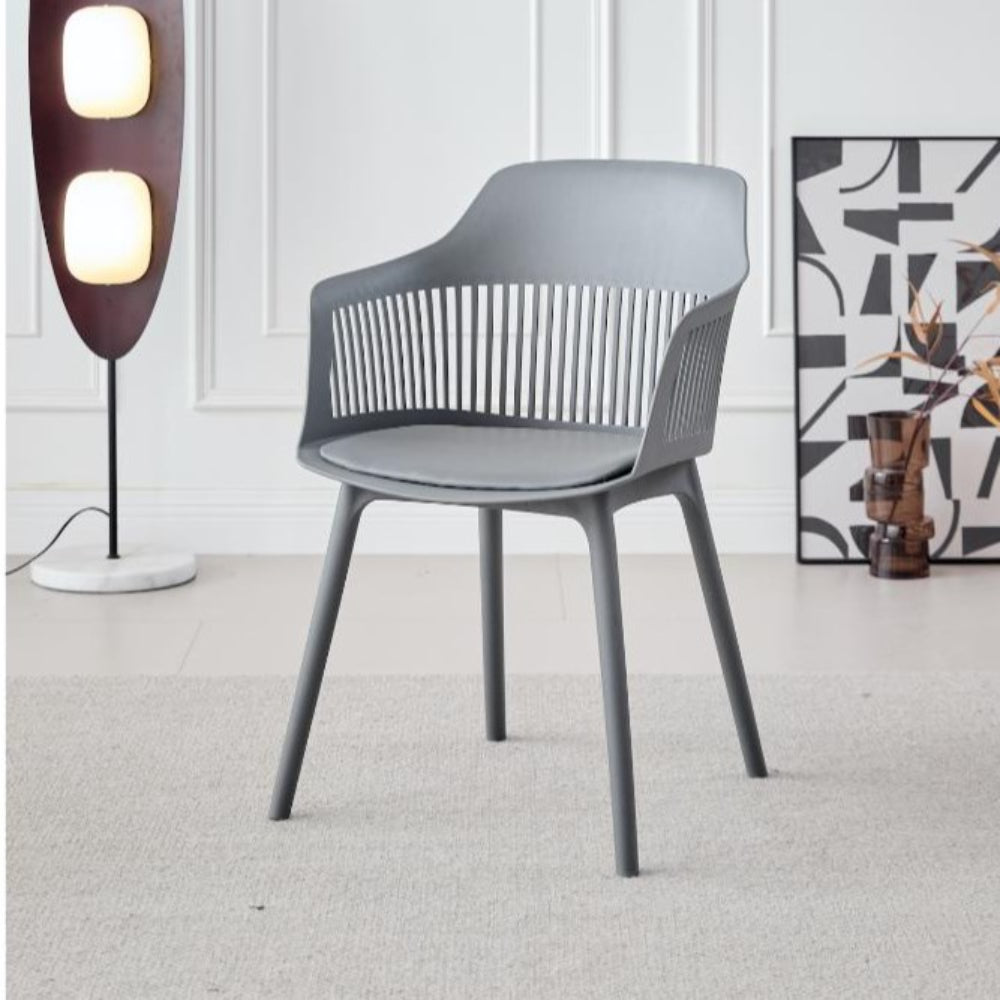 Silla Con Cojin Max, Color Gris Oscuro, Con espaldar en rejilla