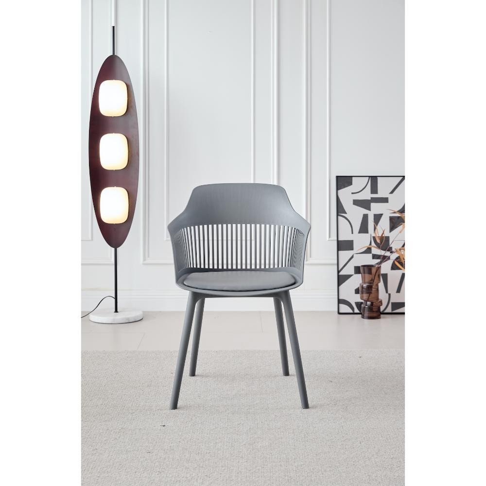 Silla Con Cojin Max, Color Gris Oscuro, Con espaldar en rejilla