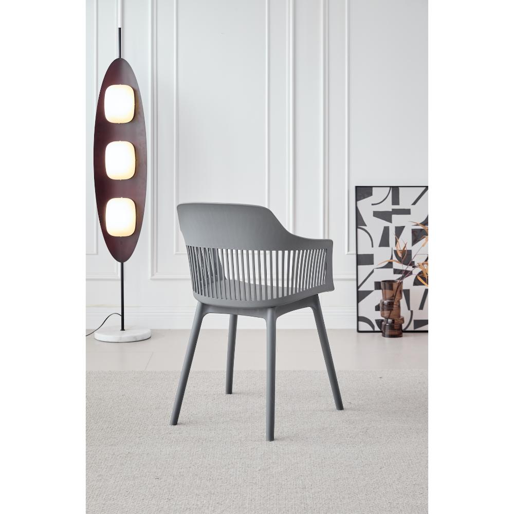 Silla Con Cojin Max, Color Gris Oscuro, Con espaldar en rejilla