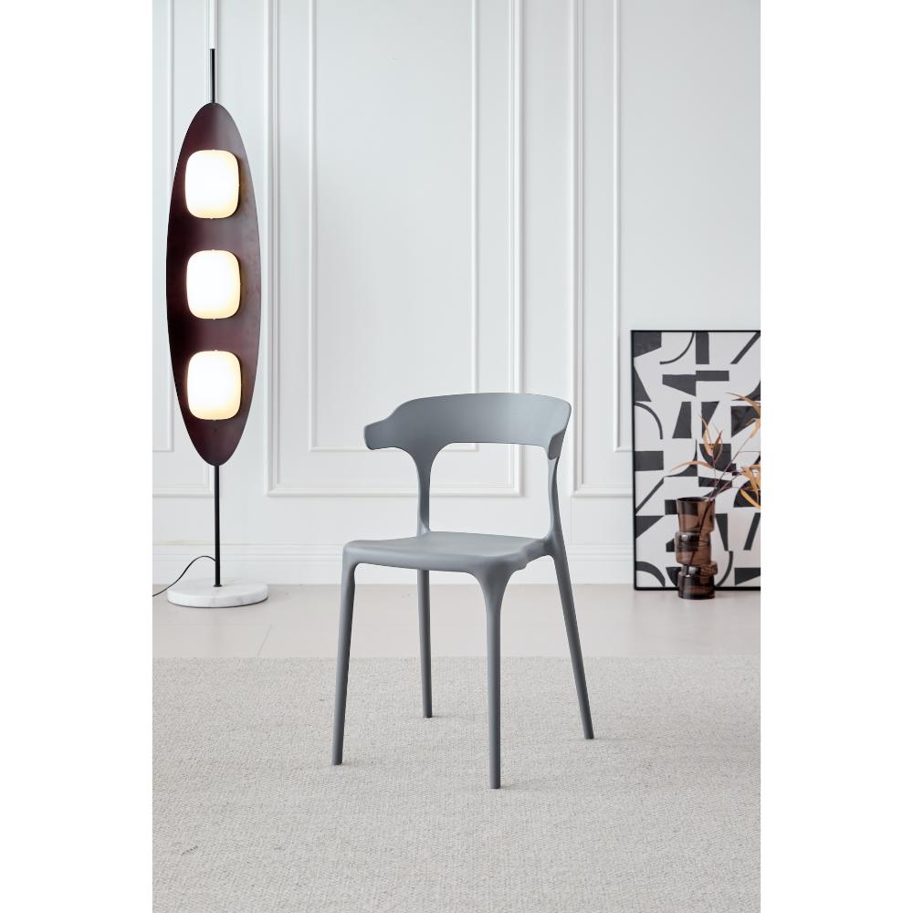 Silla Elena, Color Gris Oscuro, Con espaldar y diseño Moderno X4