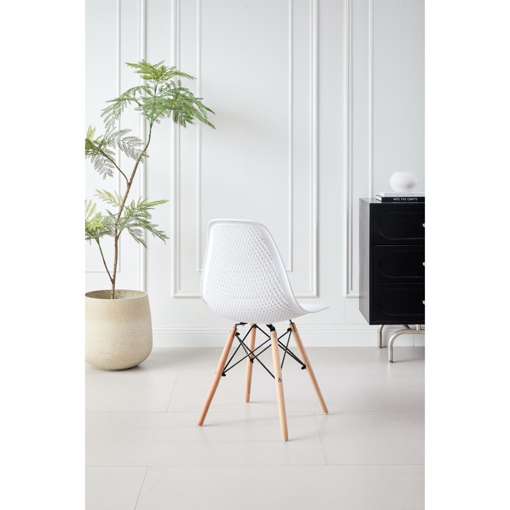 Silla Aira, Color Blanco, Con espaldar y patas en Madera