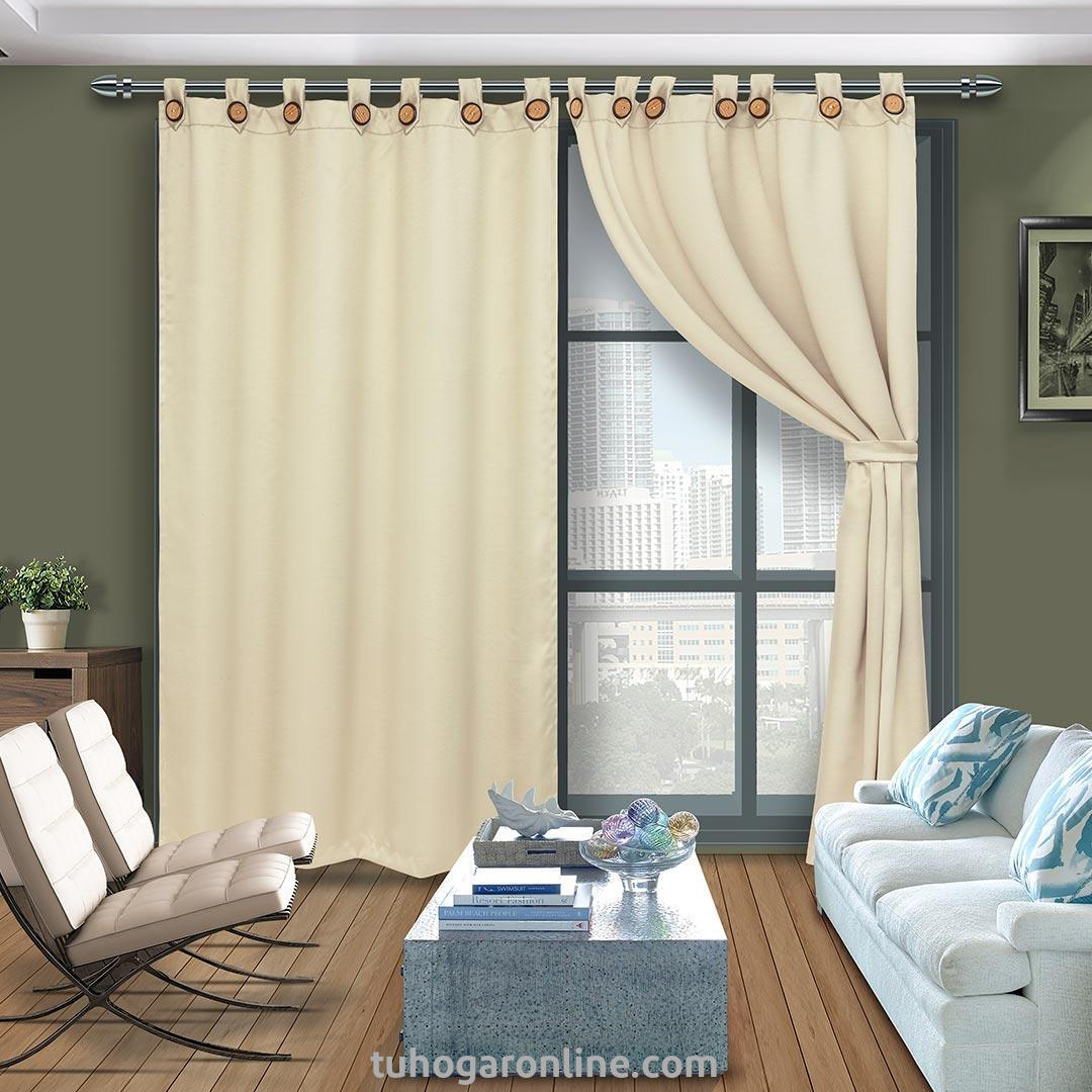 Cortina Black Out Anti-Luz Baltica Boton Beige Aislantes 2,60 X 2,20 Aprox.