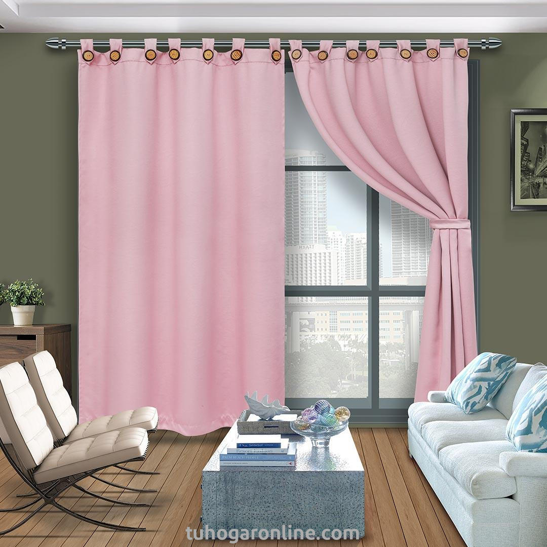 Cortina Black Out Anti-Luz Baltica Boton Rosado Aislantes 2,60 X 2,20 Aprox.