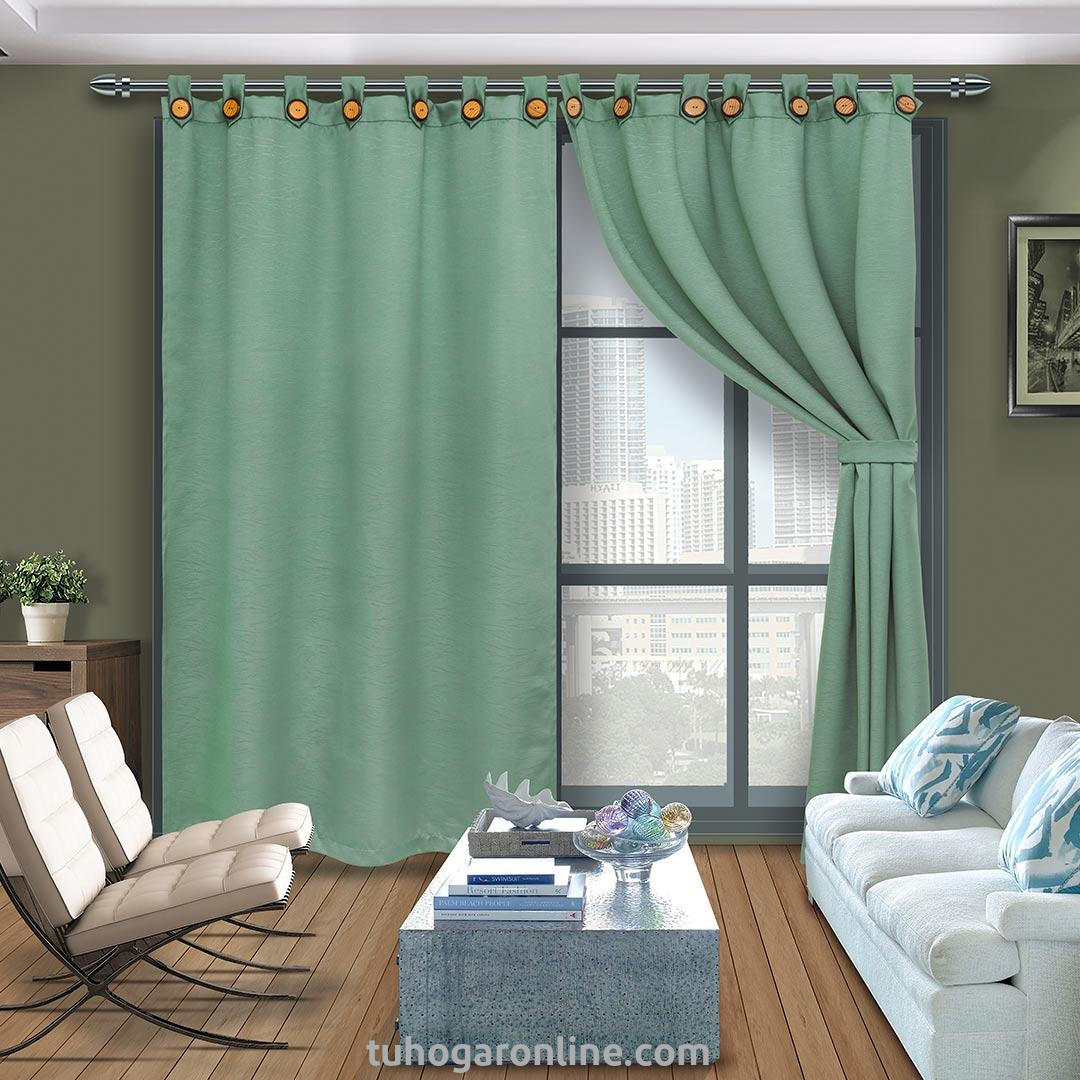 Cortina Black Out Anti-Luz Baltica Boton Verde Aislantes 2,60 X 2,20 Aprox.