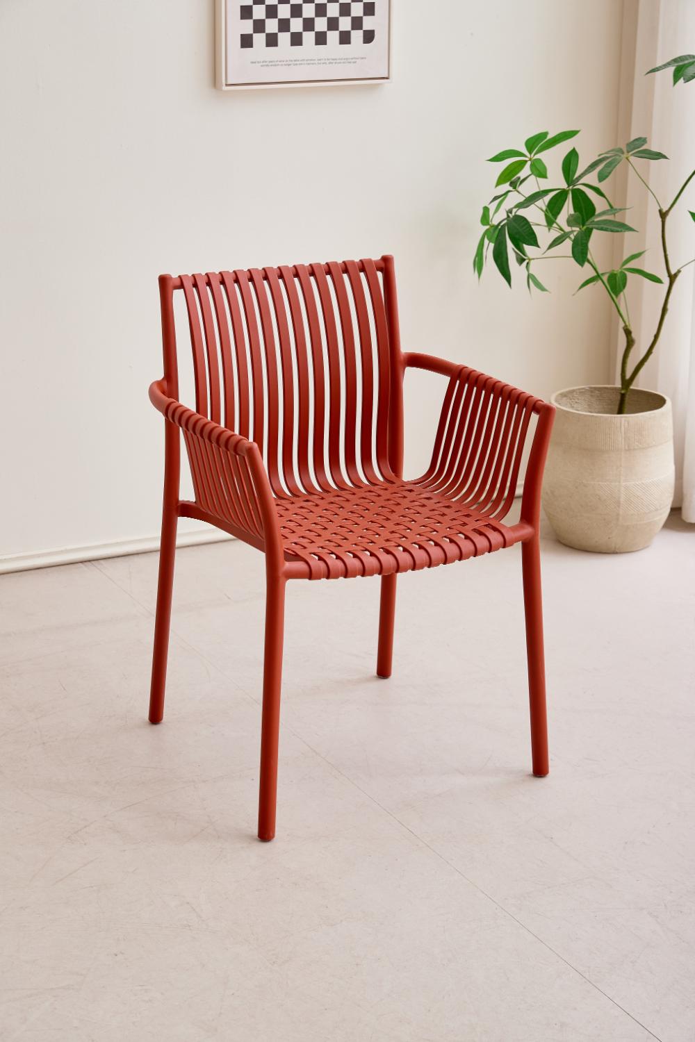 Silla Madrid con Brazos, Color Rojo, Con espaldar y diseño Moderno X2