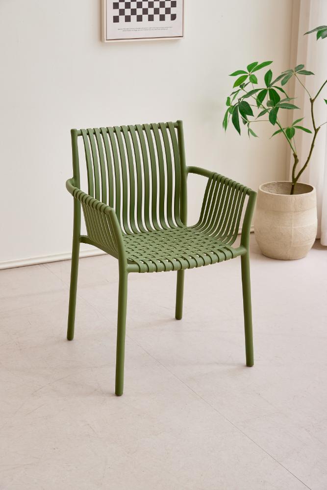 Silla Madrid con Brazos, Color Verde Olivo, Con espaldar y diseño Moderno X2