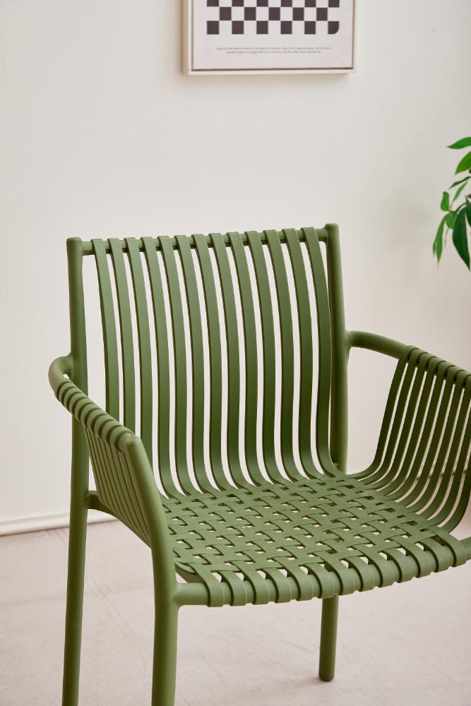 Silla Madrid con Brazos, Color Verde Olivo, Con espaldar y diseño Moderno X2