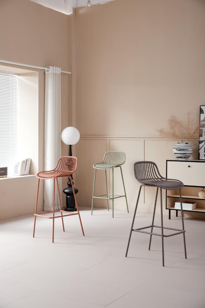 Set de 4 Sillas para Bar Tulum, Color Taupe, Diseño Moderno