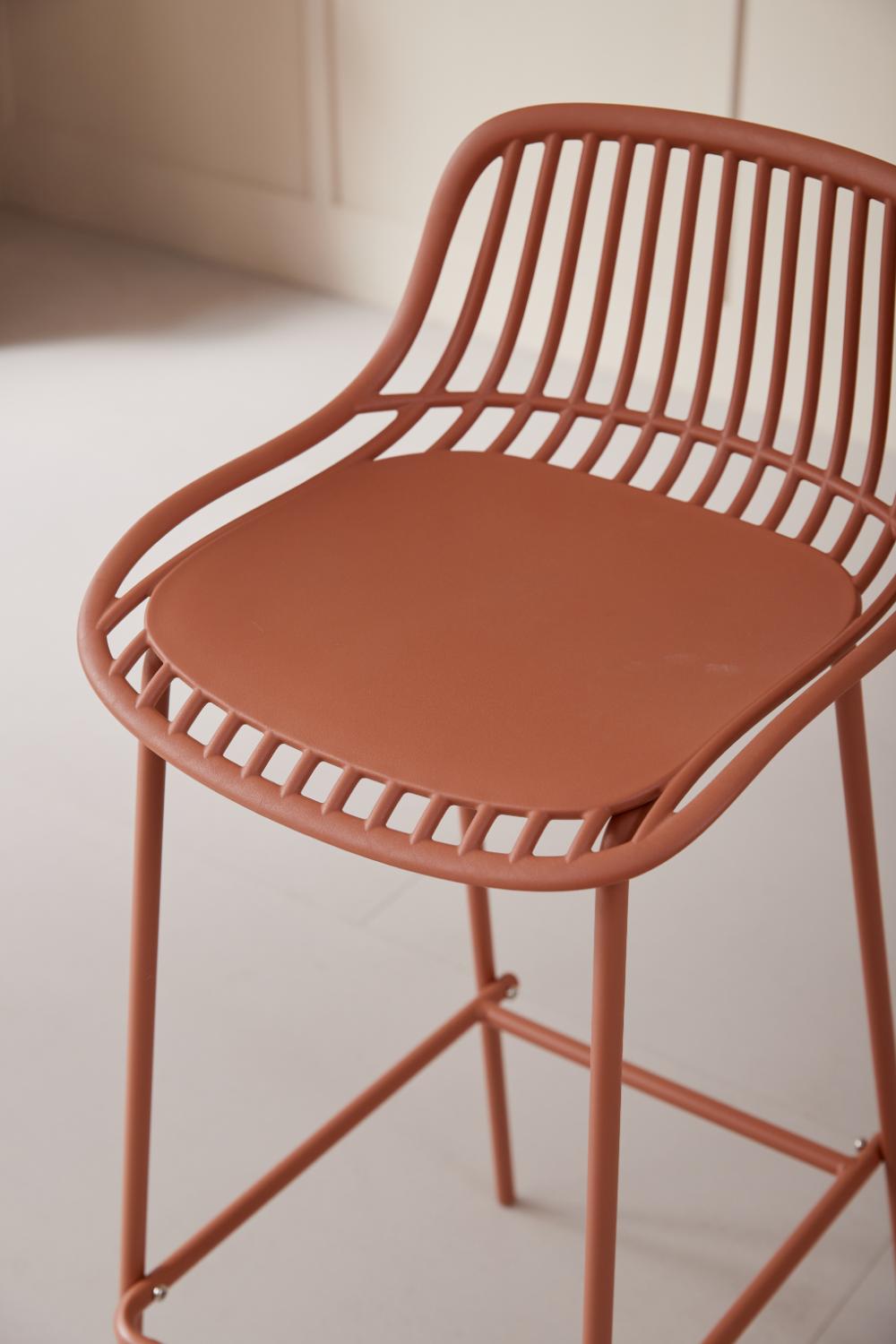 Set de 2 Sillas Par Bar Tulum, Color Terracota, Diseño Moderno