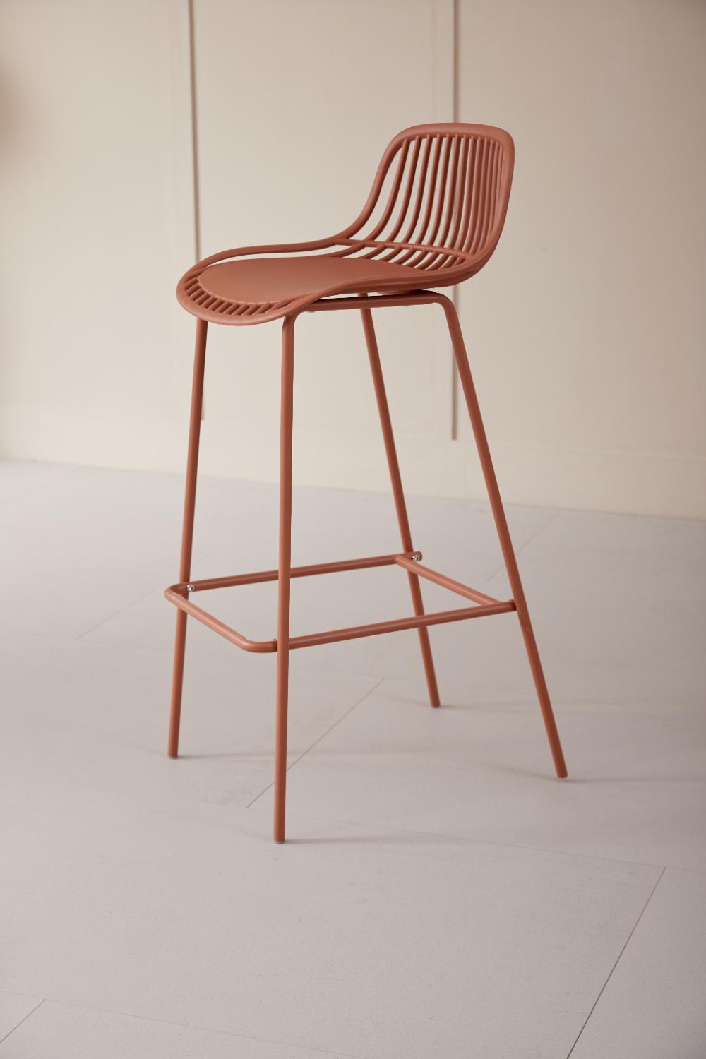 Set de 2 Sillas Par Bar Tulum, Color Terracota, Diseño Moderno
