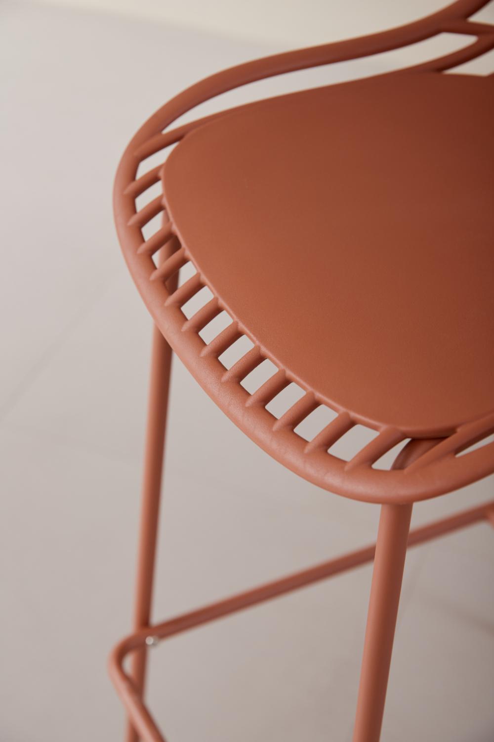 Silla para Bar Tulum, Color Terracota, Diseño Moderno X4