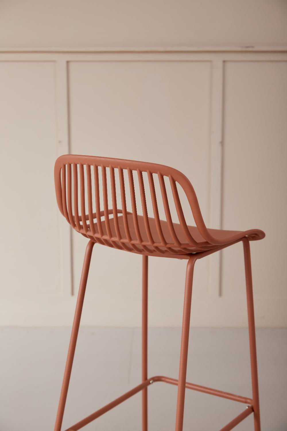 Silla para Bar Tulum, Color Terracota, Diseño Moderno X4