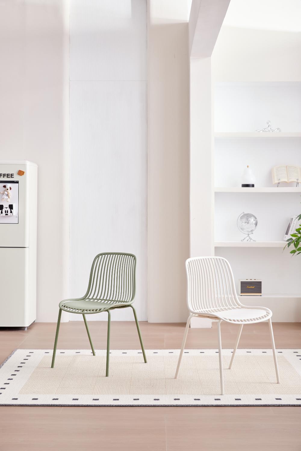 Silla Barcelona, Color Blanco, Con espaldar en lineas diseño moderno