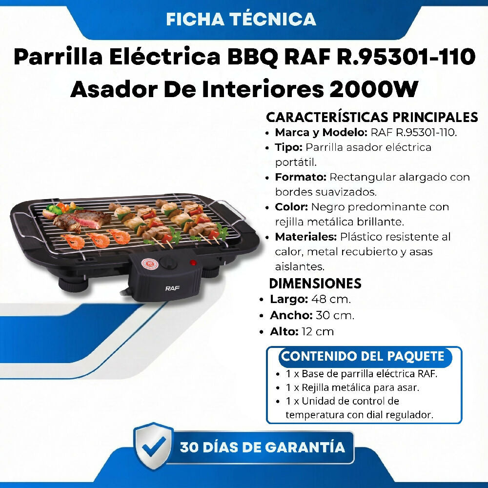 Parrilla Eléctrica Bbq RAF R.95301-110 Asador De Interiores 2000W