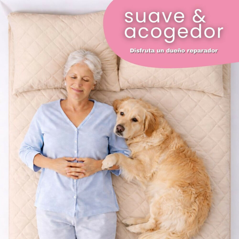 Combo protector colchon king antifluido beige 200x200cm