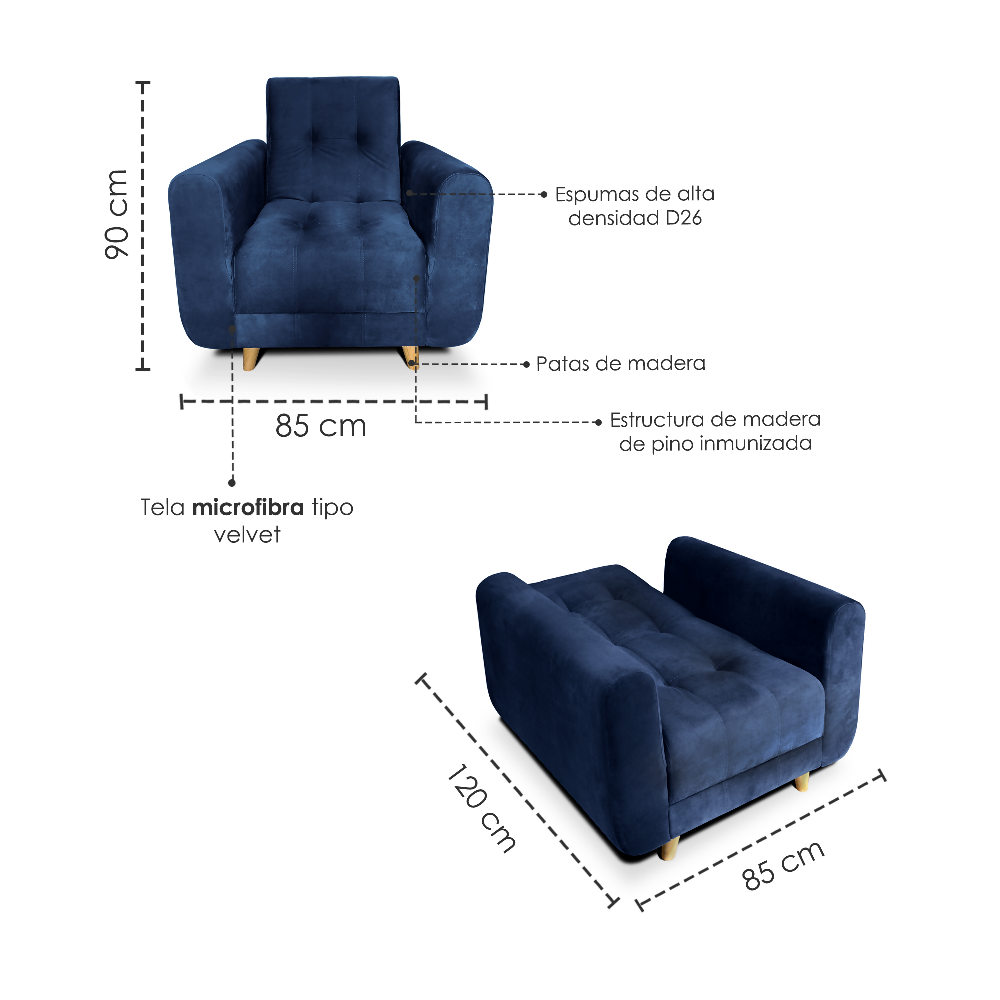 Sala Clic Clac Archer tela azul