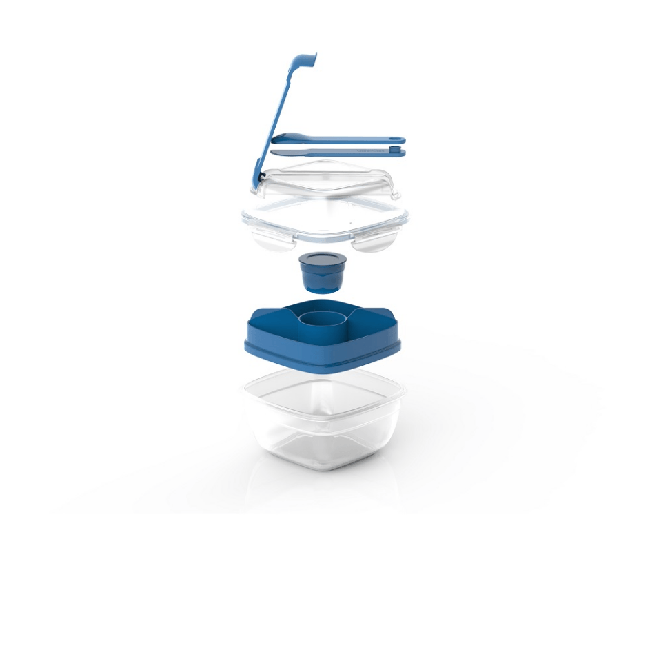 Recipiente Para Ensalada 3 En 1 - 950 Ml Azul