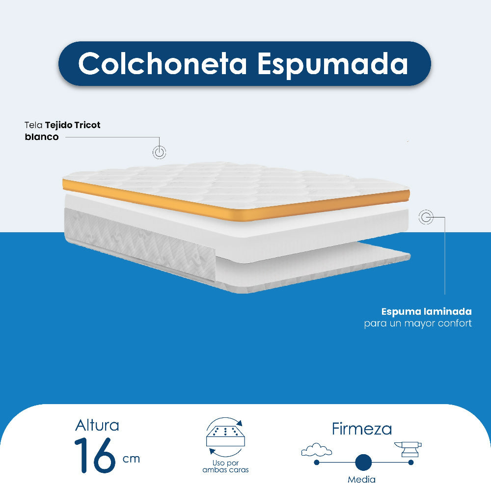 Combo Cuna Natal Multifuncional + Colchoneta 70x130cm en Espuma Laminada