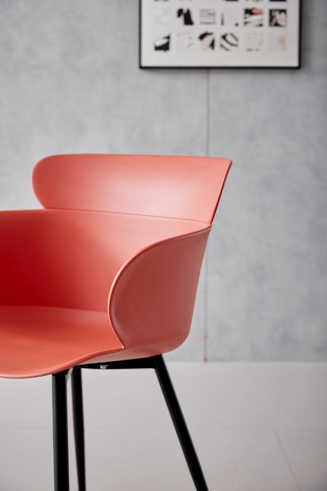 Silla Miami con Brazos, Color Rojo, Con espaldar y diseño Moderno X4
