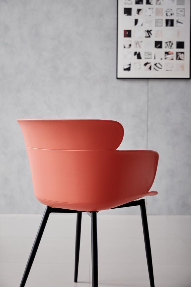 Silla Miami con Brazos, Color Rojo, Con espaldar y diseño Moderno X4